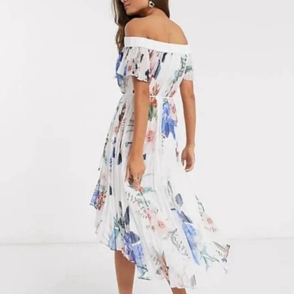 TED BAKER LONDON Women's Luner Jamboree Pleated Off The Shoulder Maxi Dress 1 - Picture 2 of 4